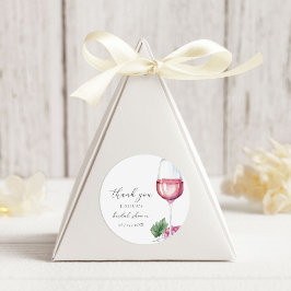Watercolor Vino before Vows Bruidsfeest Ronde Sticker