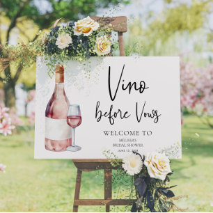 Watercolor Vino Before Vows Bruidsfeest Verwelkomi Poster