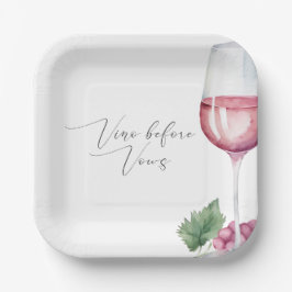 Watercolor Vino voor de Huwelijksgeloften Papieren Bordje