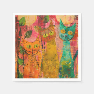 Watercolor Vintage Abstracte Kat (2) Servet