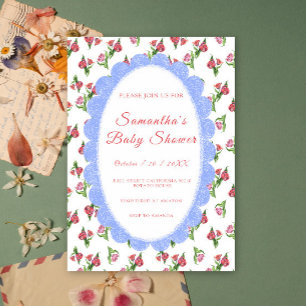 Watercolor Vintage Bloemen Baby Shower Kaart