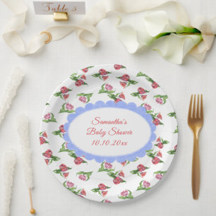Watercolor vintage bloemen baby shower  papieren bordje