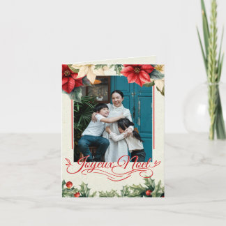 Watercolor Vintage Bloemen Rode Poinsettia Groeten Feestdagen Kaart