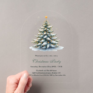 Watercolor Vintage Boom Minimalistische Kerstfeest Acryl Uitnodigingen