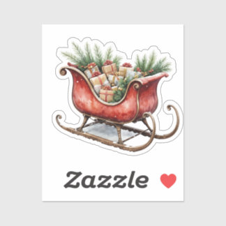 Watercolor Vintage Christmas Sleigh Sticker