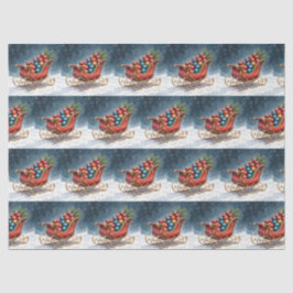 Watercolor Vintage Christmas Sleigh Tissuepapier