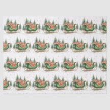 Watercolor Vintage Christmas Sleigh