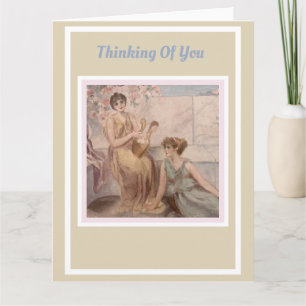 Watercolor Vintage Dames - Denkend Aan Jou Kaart