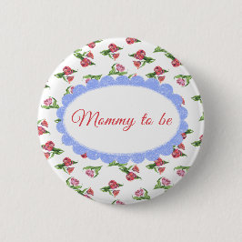 Watercolor vintage Flowers Mommy to be Ronde Button 5,7 Cm