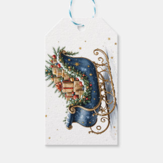 Watercolor Vintage Kerst slee Cadeaulabel