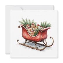 Watercolor Vintage Kerst slee