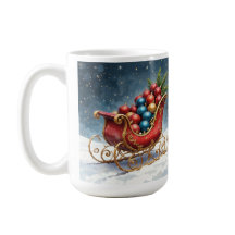 Watercolor Vintage Kerst slee