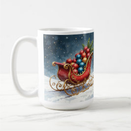 Watercolor Vintage Kerst slee Koffiemok