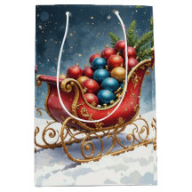 Watercolor Vintage Kerst slee