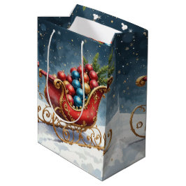Watercolor Vintage Kerst slee Medium Cadeauzakje