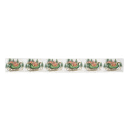 Watercolor Vintage Kerst slee Satijnen Lint
