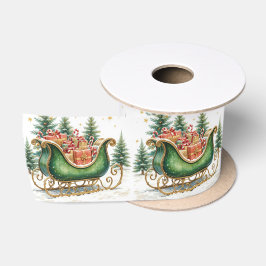 Watercolor Vintage Kerst slee Satijnen Lint