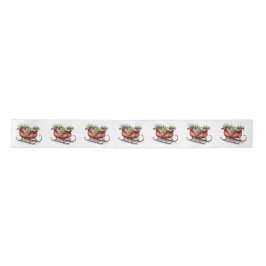 Watercolor Vintage Kerst slee Satijnen Lint
