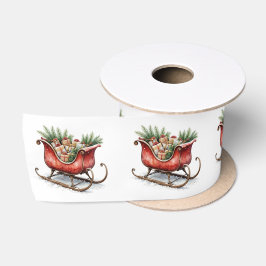Watercolor Vintage Kerst slee Satijnen Lint