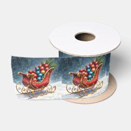 Watercolor Vintage Kerst slee Satijnen Lint