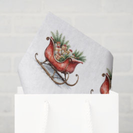 Watercolor Vintage Kerst slee Tissuepapier