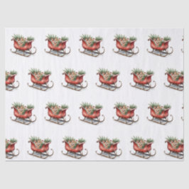 Watercolor Vintage Kerst slee Tissuepapier