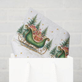 Watercolor Vintage Kerst slee Tissuepapier