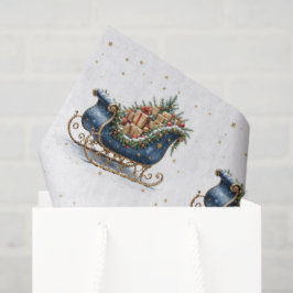 Watercolor Vintage Kerst slee Tissuepapier