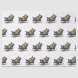 Watercolor Vintage Kerst slee Tissuepapier