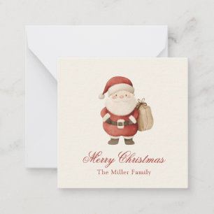 Watercolor Vintage Kerstman Kerstmis Notitiekaartje