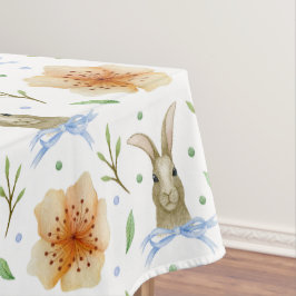Watercolor Vintage Konijn & Lente Bloemen Pasen Tafelkleed