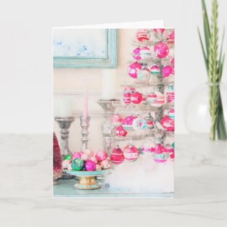 Watercolor Vintage Ornament Kerstboom Kaart