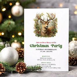Watercolor vintage reindeer Christmas party Kaart