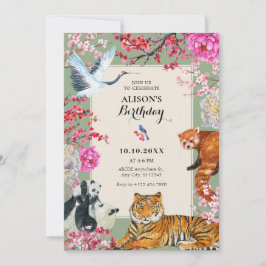 Watercolor vintage roestige Wilde Dieren bloemmoti Kaart