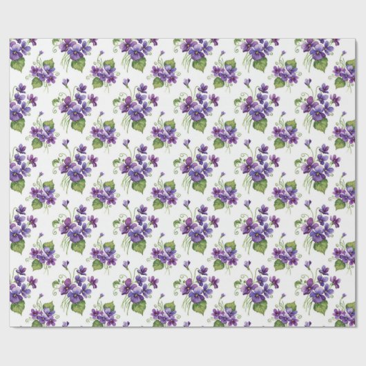 Watercolor Violet Flowers Bouquet  Cadeaupapier (Vlak)