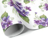 Watercolor Violet Flowers Bouquet  Cadeaupapier (Rol Hoek)
