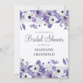 Watercolor Violet Flowers Wedding Bridal Shower Kaart (Voorkant)
