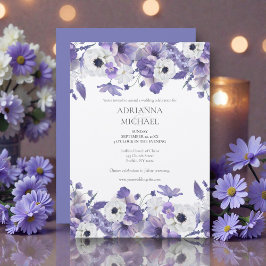Watercolor Violet Flowers Wedding Kaart