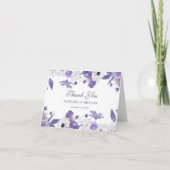 Watercolor Violet Purple Flowers Wedding Bedankkaart (Voorkant)