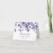 Watercolor Violet Purple Flowers Wedding Bedankkaart (Voorkant)