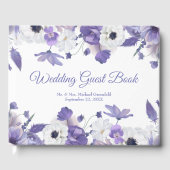 Watercolor Violet Purple Flowers Wedding Gastenboek (Voorkant)