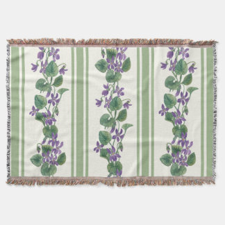 Watercolor violets and stripes deken