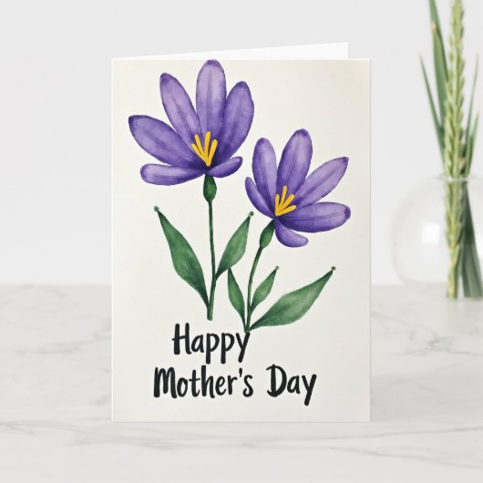 Watercolor Violette Bloemkaart Kaart (Voorkant)