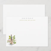 Watercolor Violin & Greenery Personalized Notitiekaartje (Voorkant / Achterkant)