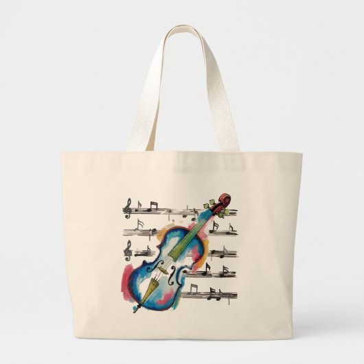 watercolor violin grote tote bag (Voorkant)