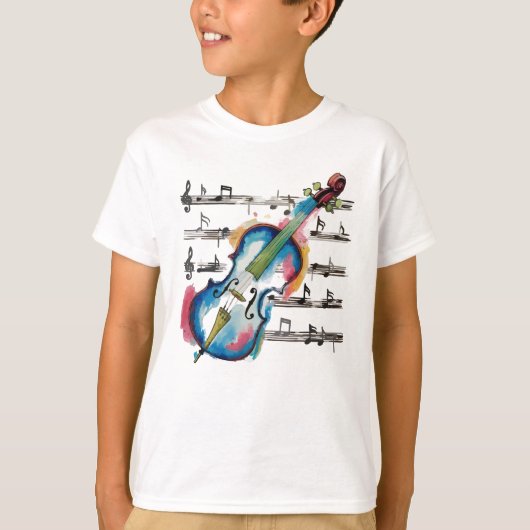 Watercolor Violin Kids' Basic T-Shirt (Voorkant)