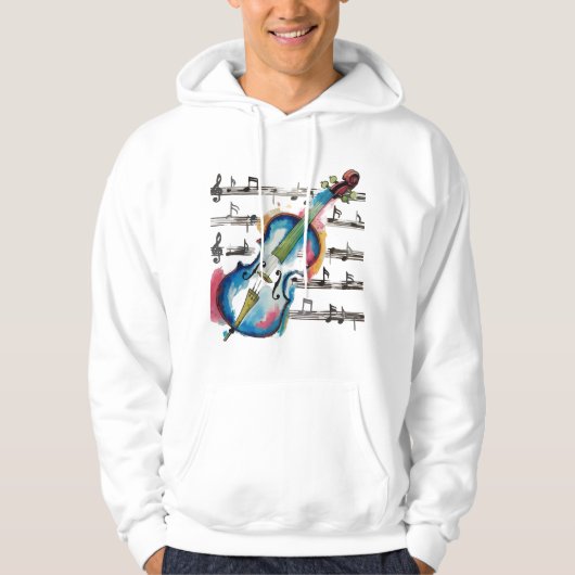 Watercolor Violin Men's Basic Hoodie (Voorkant)