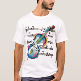 watercolor violin t-shirt