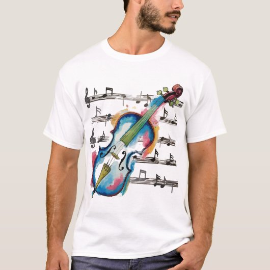 watercolor violin t-shirt (Voorkant)