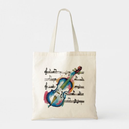 watercolor violin tote bag (Achterkant)